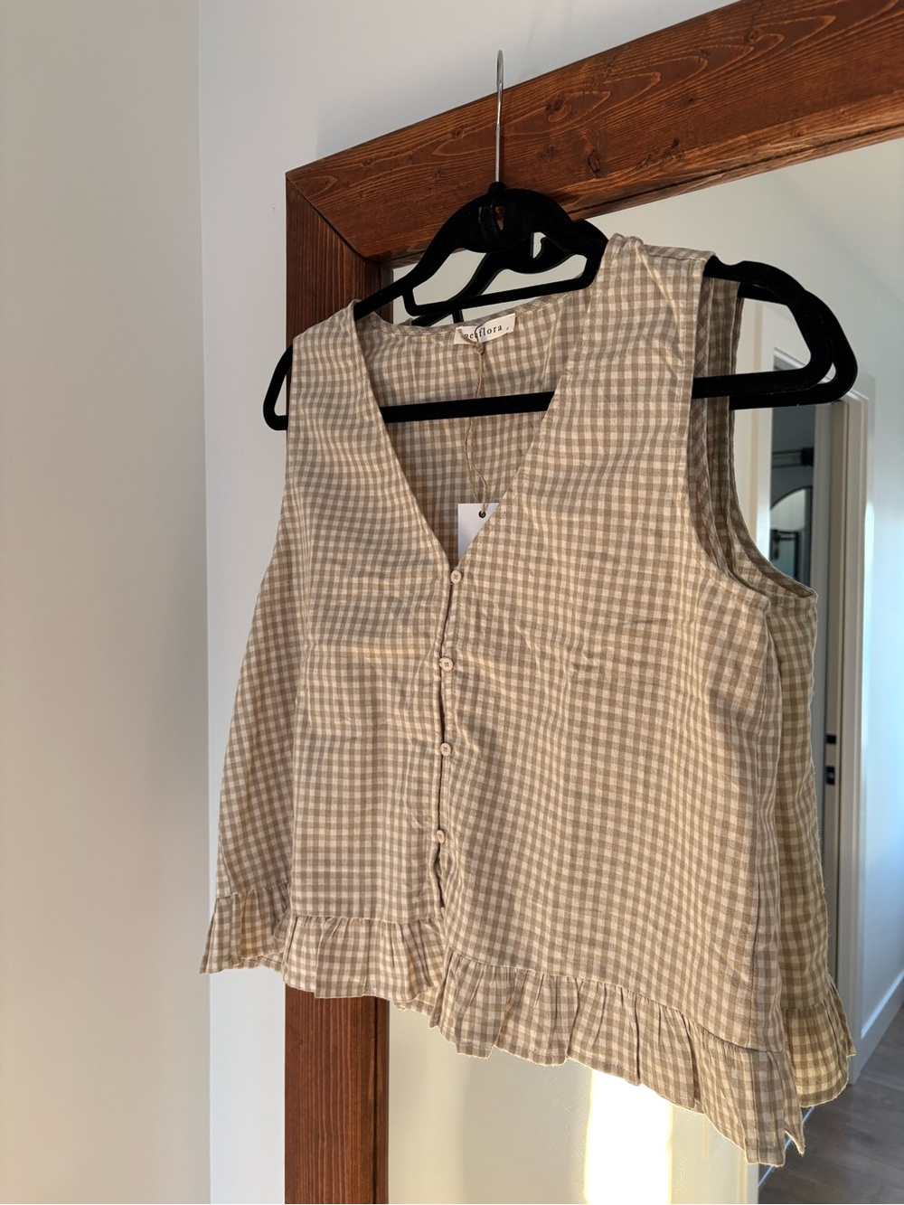 Neuflora Shiloh Gingham Button-Front Top
